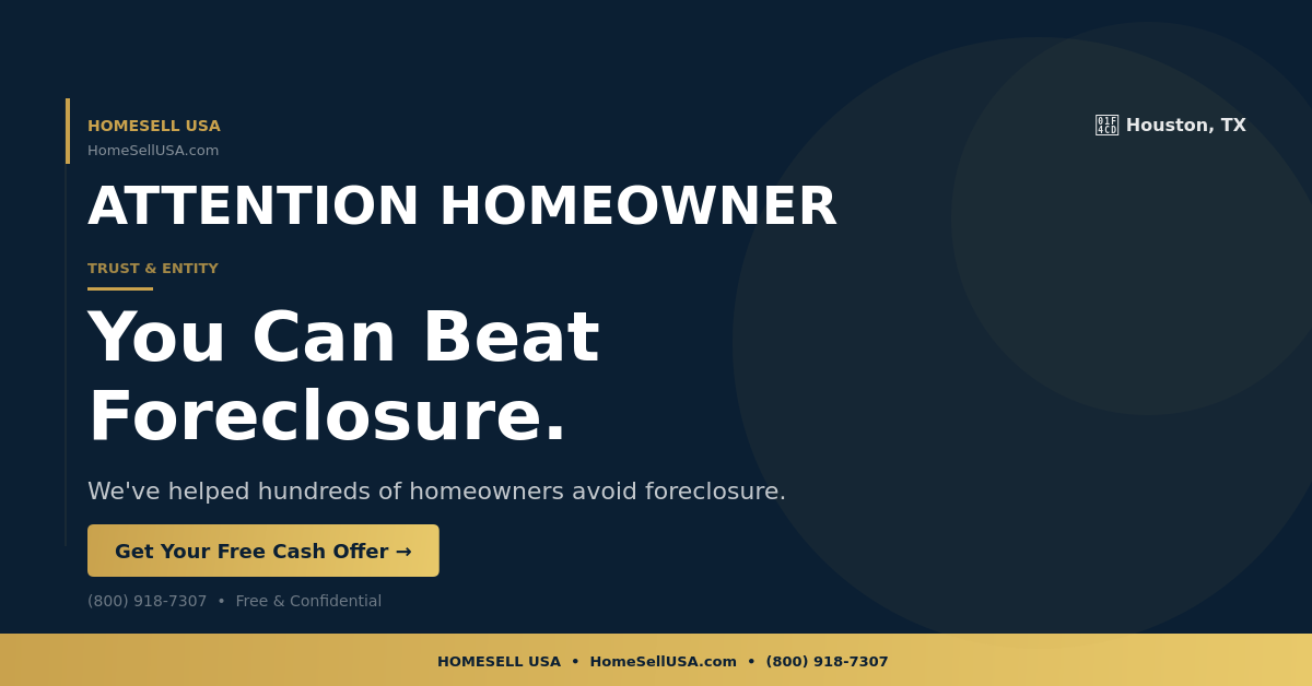 You Can Beat Foreclosure. - Houston, TX - HOMESELL USA