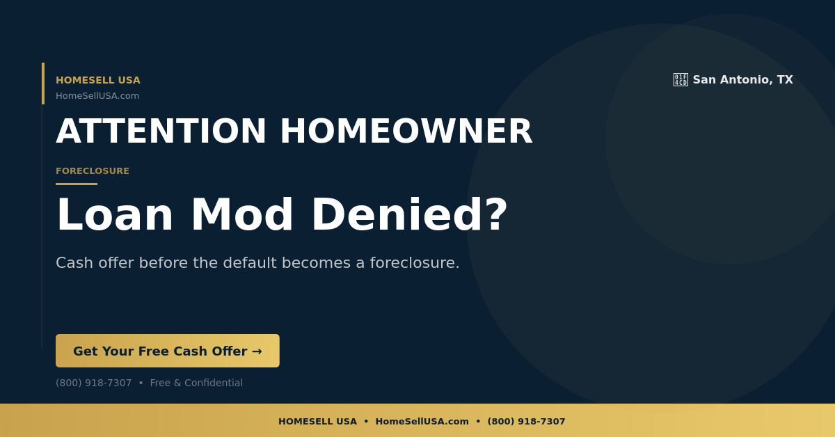 Loan Mod Denied? - San Antonio, TX - HOMESELL USA