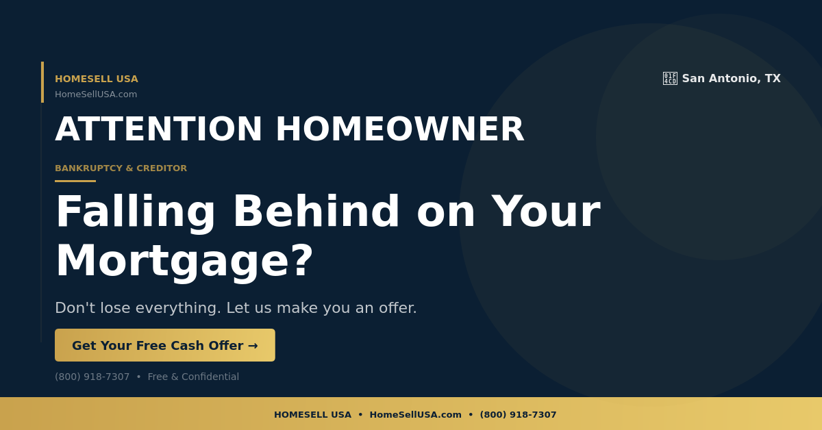 Falling Behind on Your Mortgage? - San Antonio, TX - HOMESELL USA