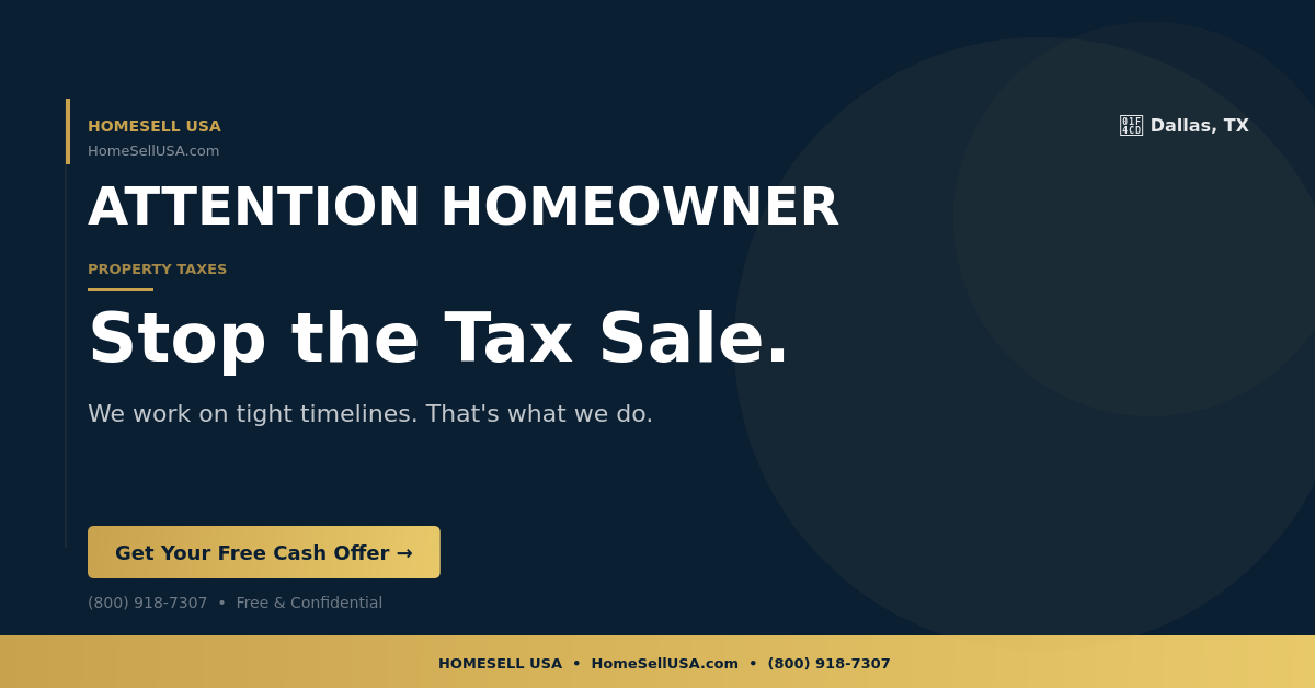 Stop the Tax Sale. - Dallas, TX - HOMESELL USA