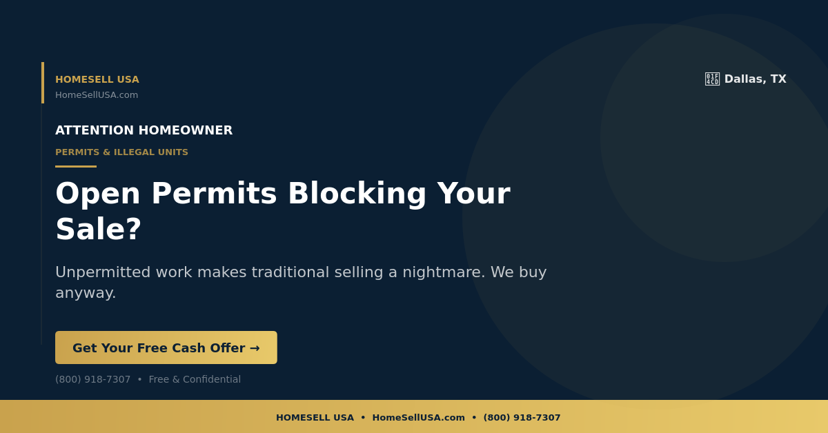 Open Permits Blocking Your Sale? - Dallas, TX - HOMESELL USA