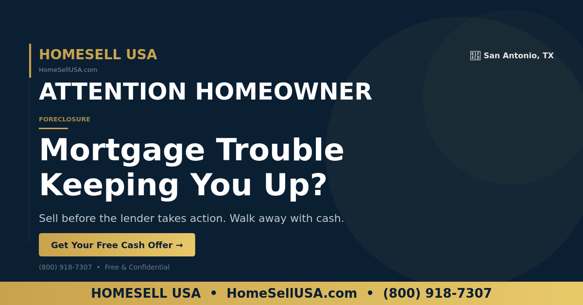Mortgage Trouble Keeping You Up? - San Antonio, TX - HOMESELL USA